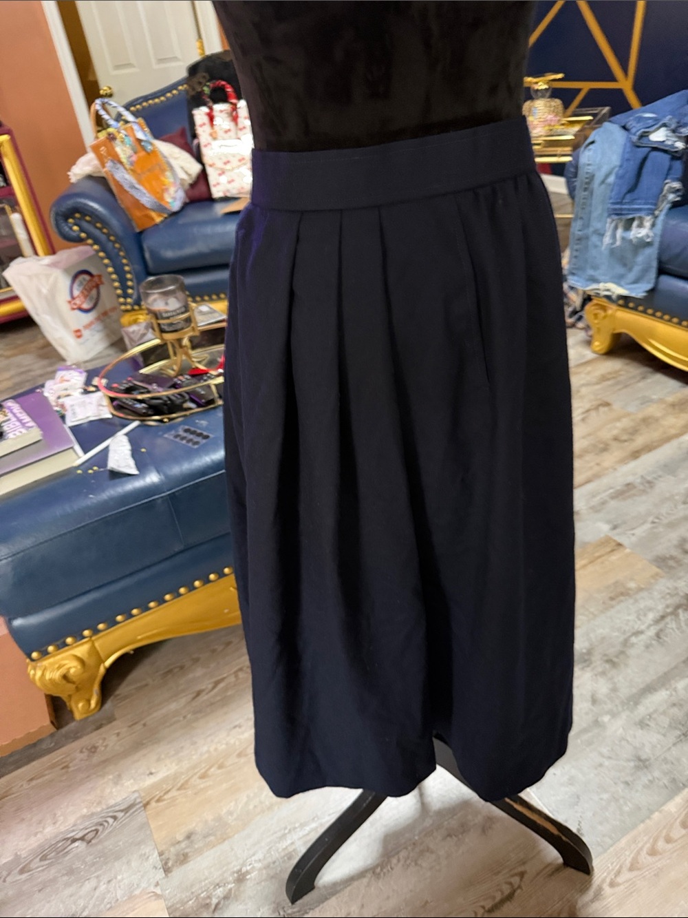 Vintage Evan Picone Classic Navy Pleated Women’s Skirt
